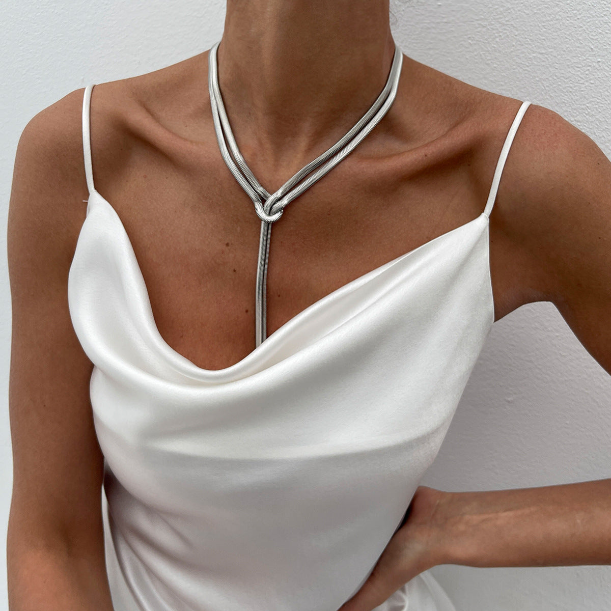 Woven Snake Bone Chain Necklace For Women, Hip Hop Style