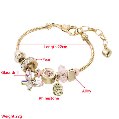 Trendy DIY Alloy Bracelet with Butterfly Crystal for Fashion Lovers