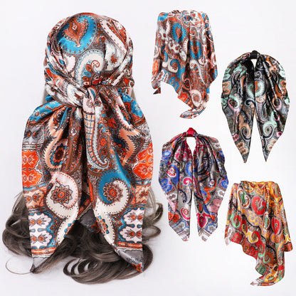 New Square Scarf Women'S Scarf Ethnic Style Shawl Cashew Fruit Pattern Retro Headband