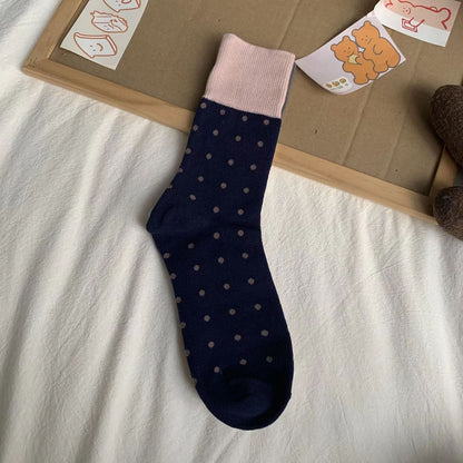 Rufia - Polka Dot Mid-Calf Socks for Autumn-Winter