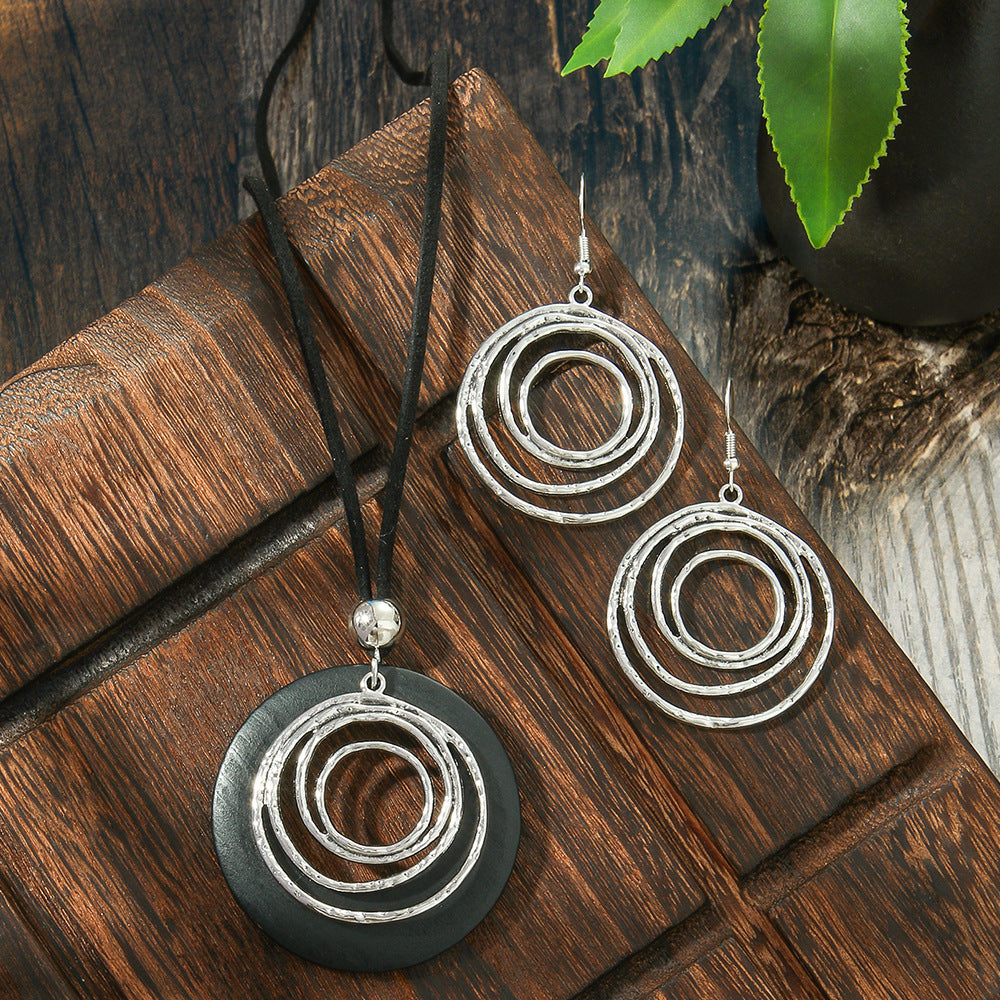 Vintage Ethnic Style Alloy Earrings Necklace Set Tree Design Jewelry
