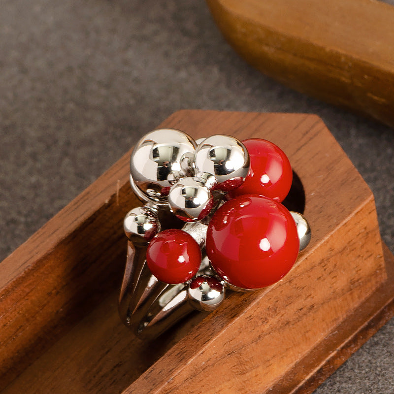 Adjustable Open Pearl Ring For Women In Gold Plated Fashion