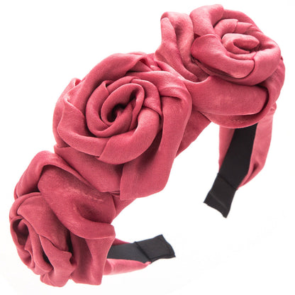 Handmade Rose Fabric Headband Vintage Floral Hair Accessory