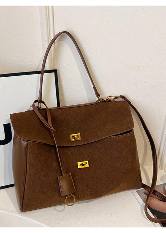 Top Handle Leather Satchel With Gold Tone Hardware