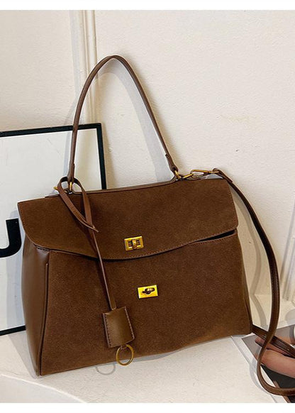 Top Handle Leather Satchel With Gold Tone Hardware