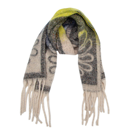 Winter Flower Print Long Shawl Warm Scarf