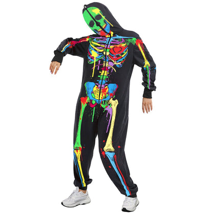 Graphic Skeleton Print Loose Fit Jumpsuit for Halloween