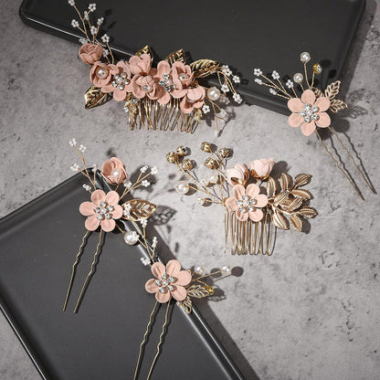 Bridal Floral Hair Accessories Forest Style Blue Flower Hairpin Wedding Hairpiece