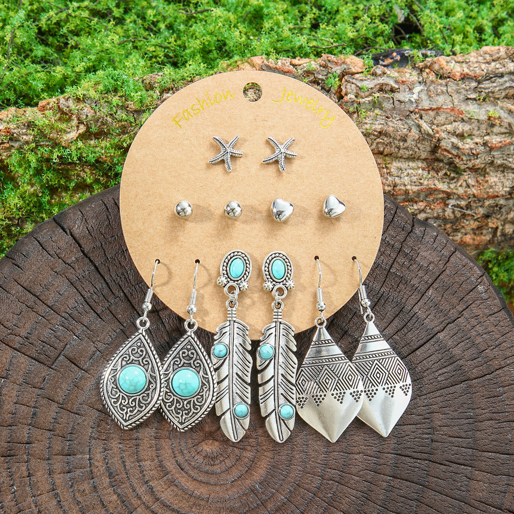 Bohemian Style Metal Earrings with Tassels and Geometric Shapes