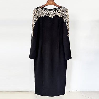New Fashion V-Neck Midi Dress With Beaded Details
