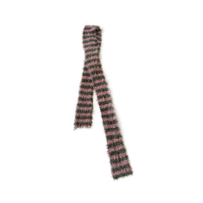 Knitted Striped Scarf Soft Faux Mink for Women