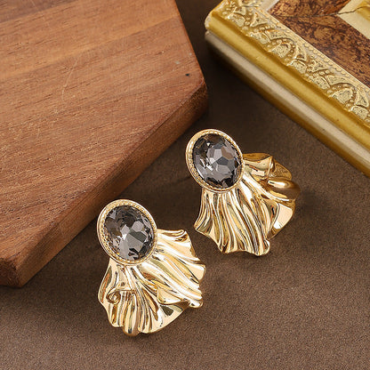 Stylish Geometric Zirconia Stud Earrings With Silver Pins