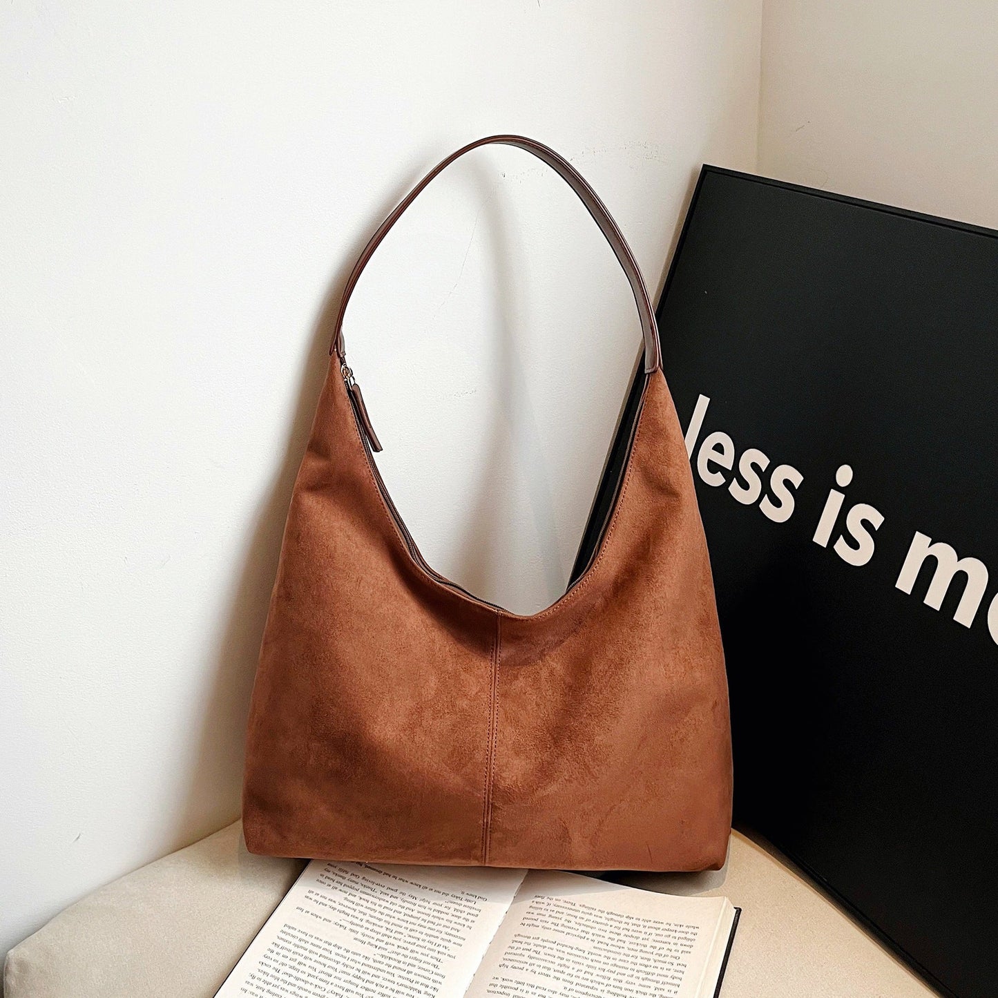 Vintage Suede Tote Commuter Underarm Bag