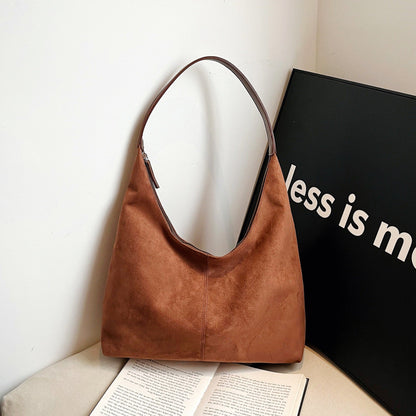 Vintage Suede Tote Commuter Underarm Bag