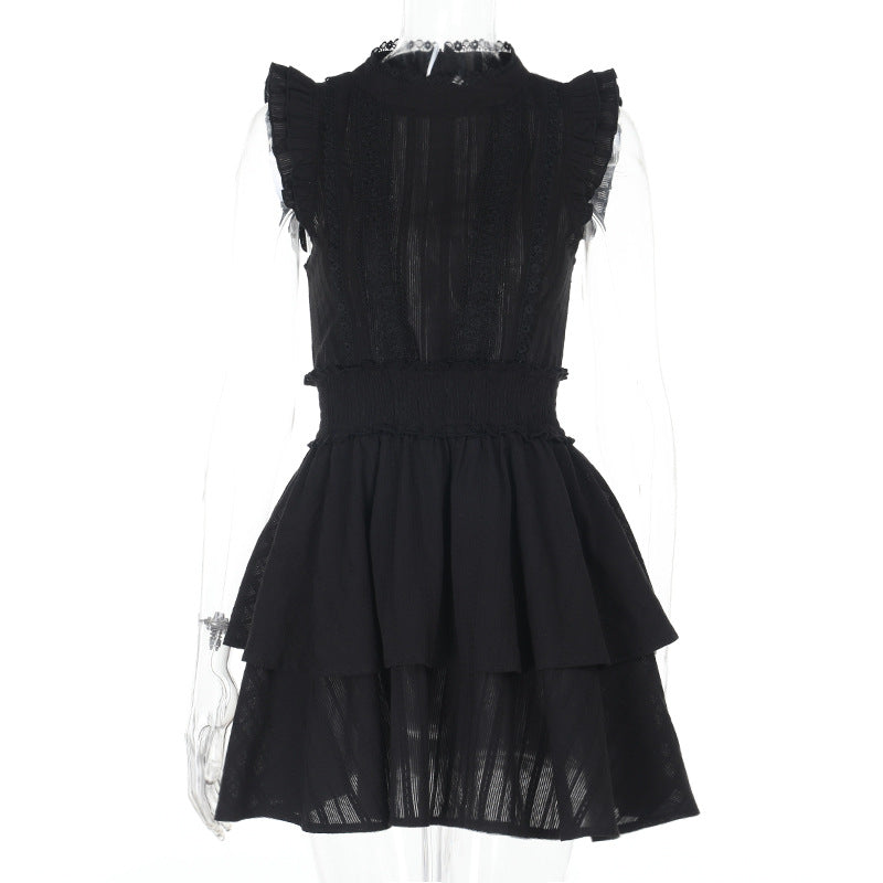 Gothic Style Black Cotton Sleeveless Maxi Dress