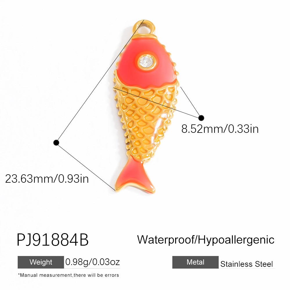 Colorful Fish DIY Pendant Jewelry Accessories Stainless Steel Retro Style