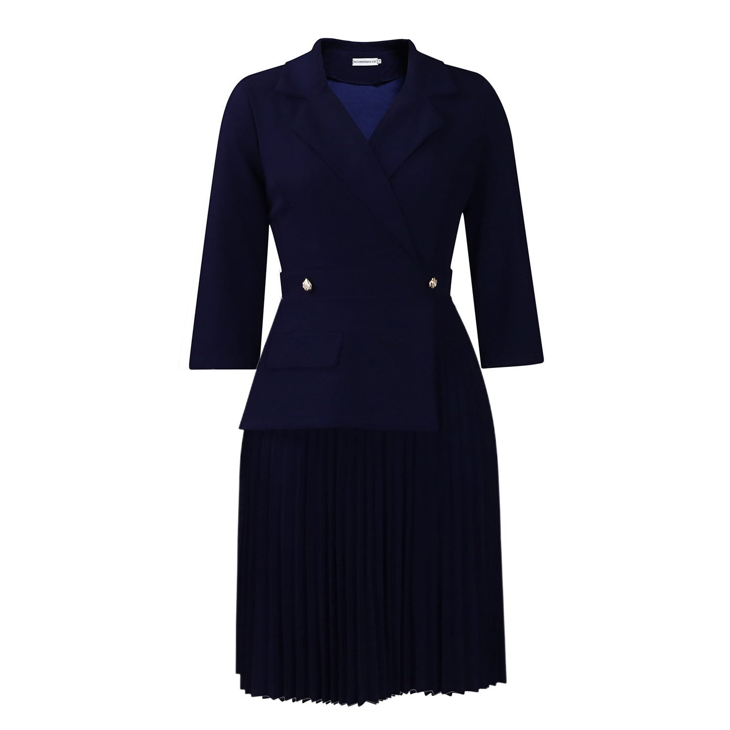 Elegant Solid Color Blazer Dress With Pleats