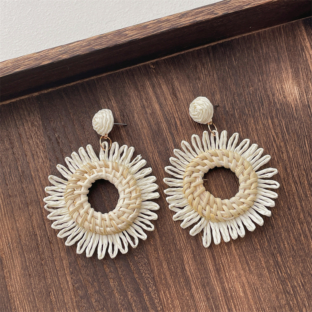 Vintage Handwoven Rattan Grass Earrings