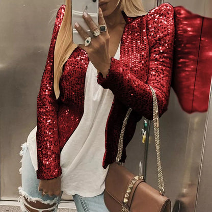 Trendy Casual Sequin Jacket Lightweight Streetwear