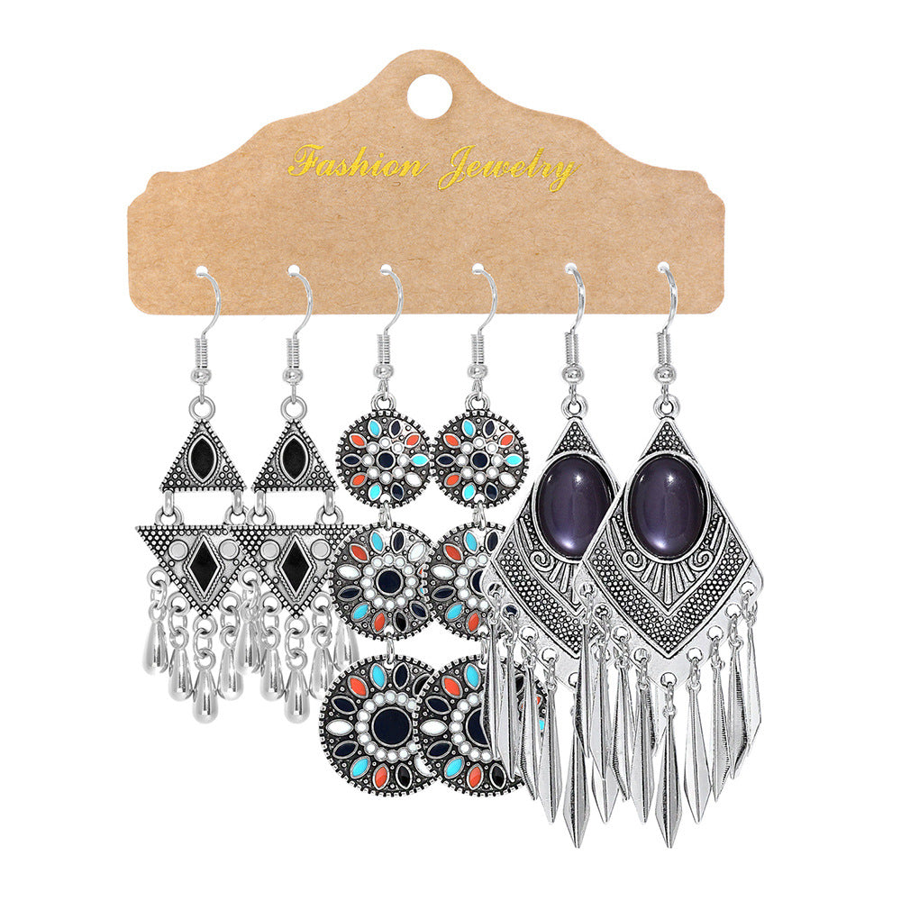 Bohemian Floral Geometric Earrings Set for Women and Men
