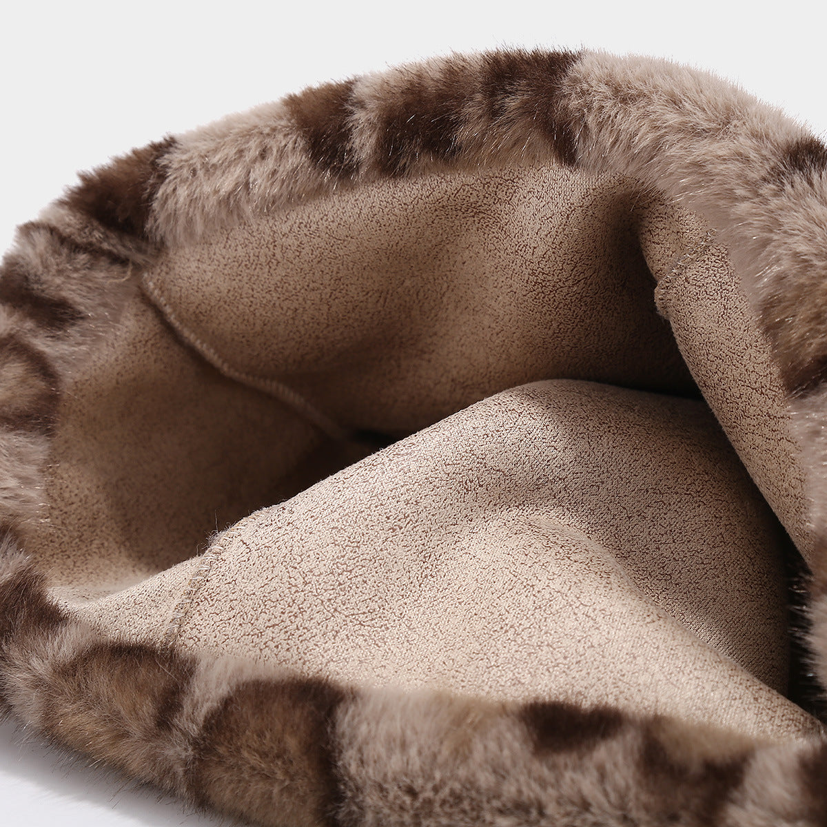 Retro Fluffy Leopard Cat Ears Warm Beanie Cap