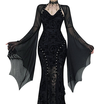 Dark Academia Batwing Sleeve Sheer Sun Protection Top
