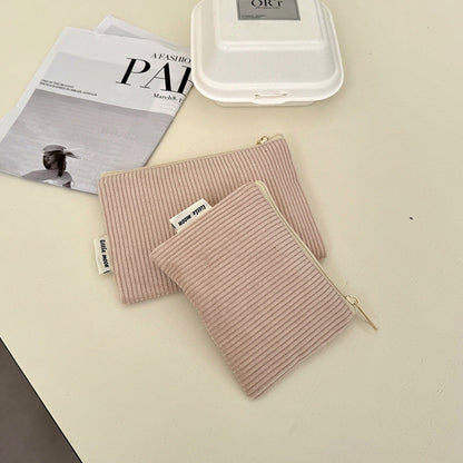 Corduroy Makeup Bag Mini Portable Storage Pouch