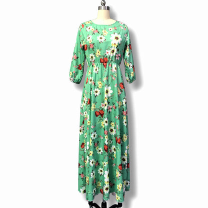 Bohemian Style Printed Chiffon Maxi Dress For Women