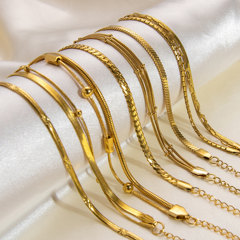 Wavy Titanium Steel Bracelet Luxurious 18K Gold Plated Women's Jewelry