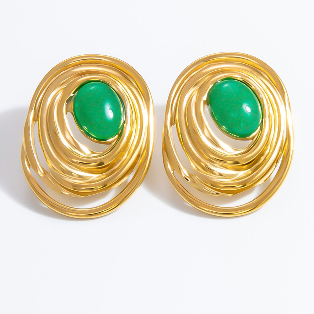 Geometric Drop Earrings Stainless Steel 18K Gold Plated