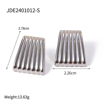 Stainless Steel Striated Ladder Hoop Earrings
