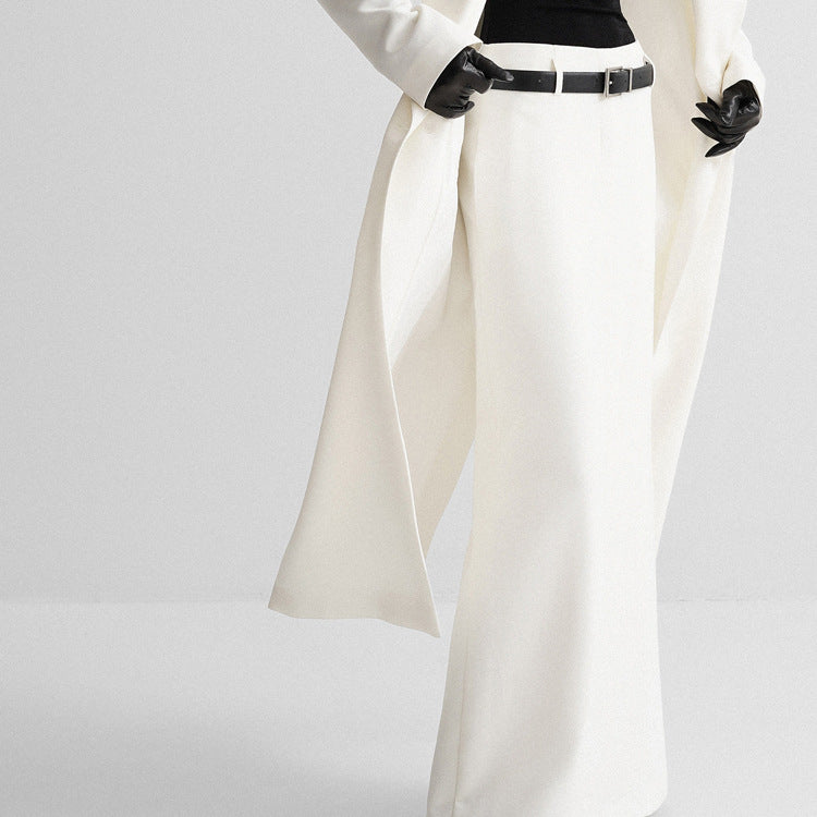 White A-Line Midi Skirt Trendy Casual Commuter