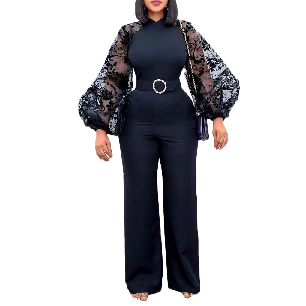 Elegant High-Waisted Wide-Leg Jumpsuit With Belt