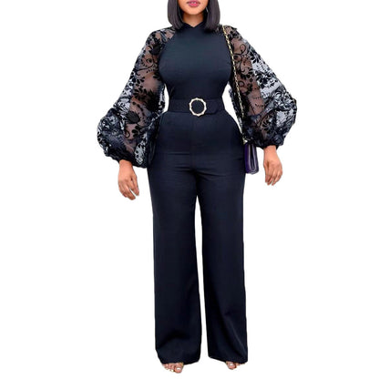 Elegant High-Waisted Wide-Leg Jumpsuit With Belt