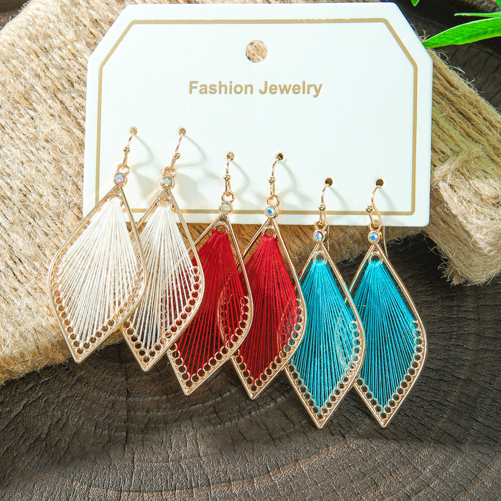 Geometric Alloy Earrings With Tassels Elegant Vintage Style