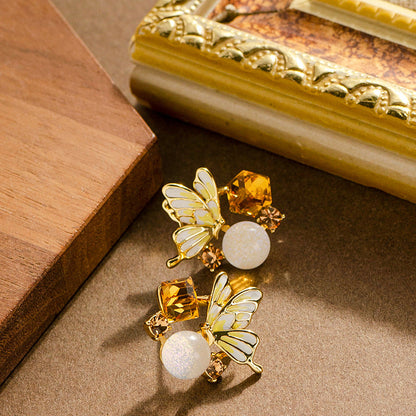 Sweet Crystal Butterfly Floral Earrings For Women