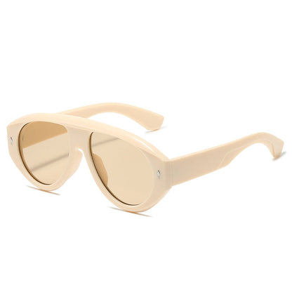 Pilot Style Oversized Sunglasses with Rivets