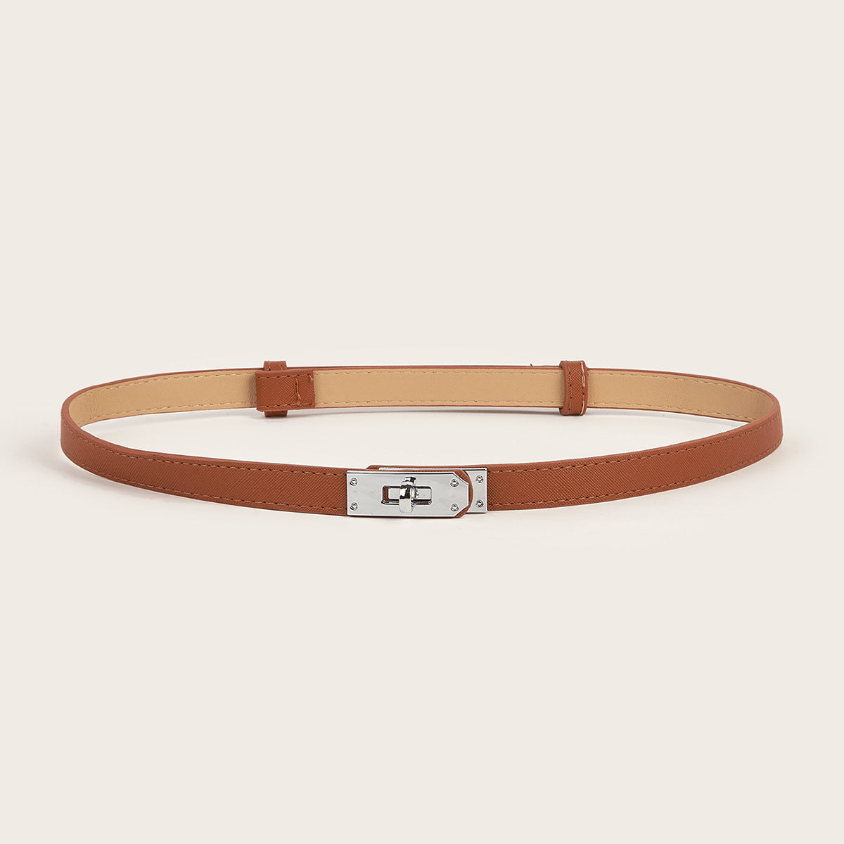 Simple Elegant Fine Leather Metal Belt