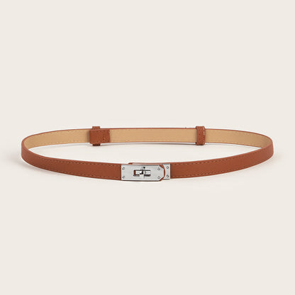 Simple Elegant Fine Leather Metal Belt