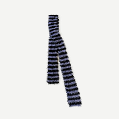 Knitted Striped Scarf Soft Faux Mink for Women
