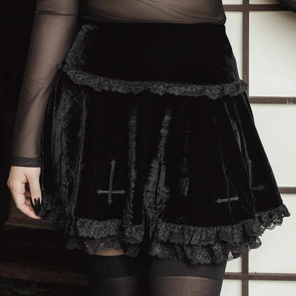 Summer Women's Short Skirt Elegant Embroidered Lace High-Waist Skirt