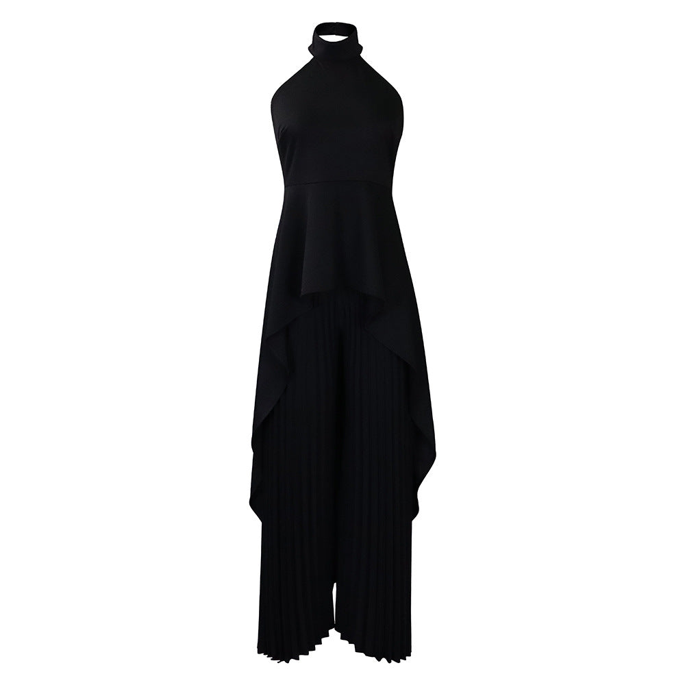 Fashionable Casual Two-Piece Set With Backless Top And Wide-Leg Pants