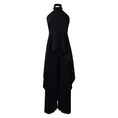 Fashionable Casual Two-Piece Set With Backless Top And Wide-Leg Pants