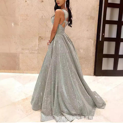 Elegant A-Line Evening Gown with Sequin Detail