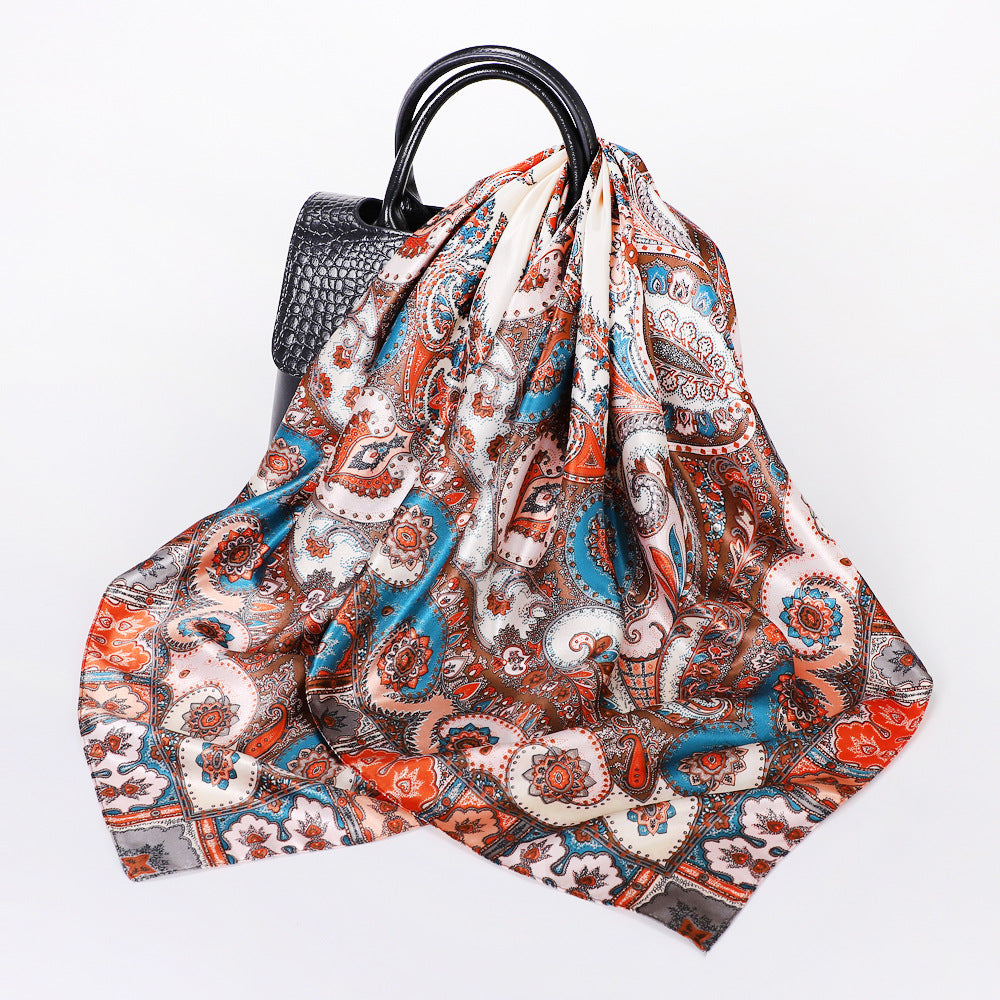 New Square Scarf Women'S Scarf Ethnic Style Shawl Cashew Fruit Pattern Retro Headband