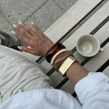 Geometric Gradient Resin Polygon Bracelet Trendy Metal Bangle