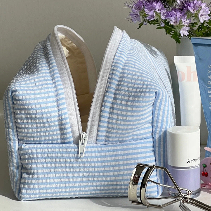 Simple Sreiped Color Block Make Up Bag