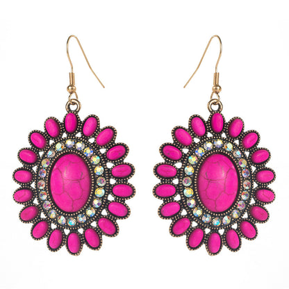 Turquoise Geometric Statement Earrings Vintage Style