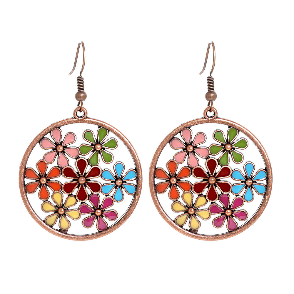 Bohemian Style Hollow Circle Drop Earrings for Women
