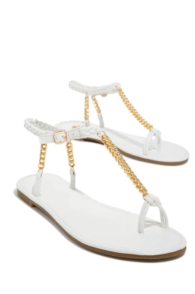 Breathable Large Size Clip Finger Chain Viscose Sandals Sandals Casual Everyday Women'S Shoes Roman Shoes